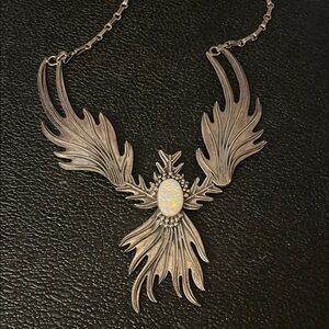 Native American vintage Silver Necklace with Opal Centerpiece